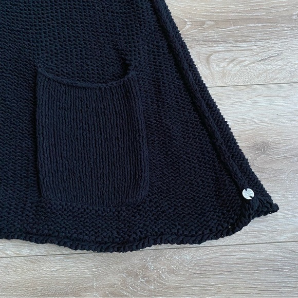 Pure Handknit black sleeveless sweater tunic cowl neck style knit pullover L/XL - Picture 3 of 7